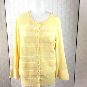 Charter Club Yellow Cardigan Bell Sleeves, Size M